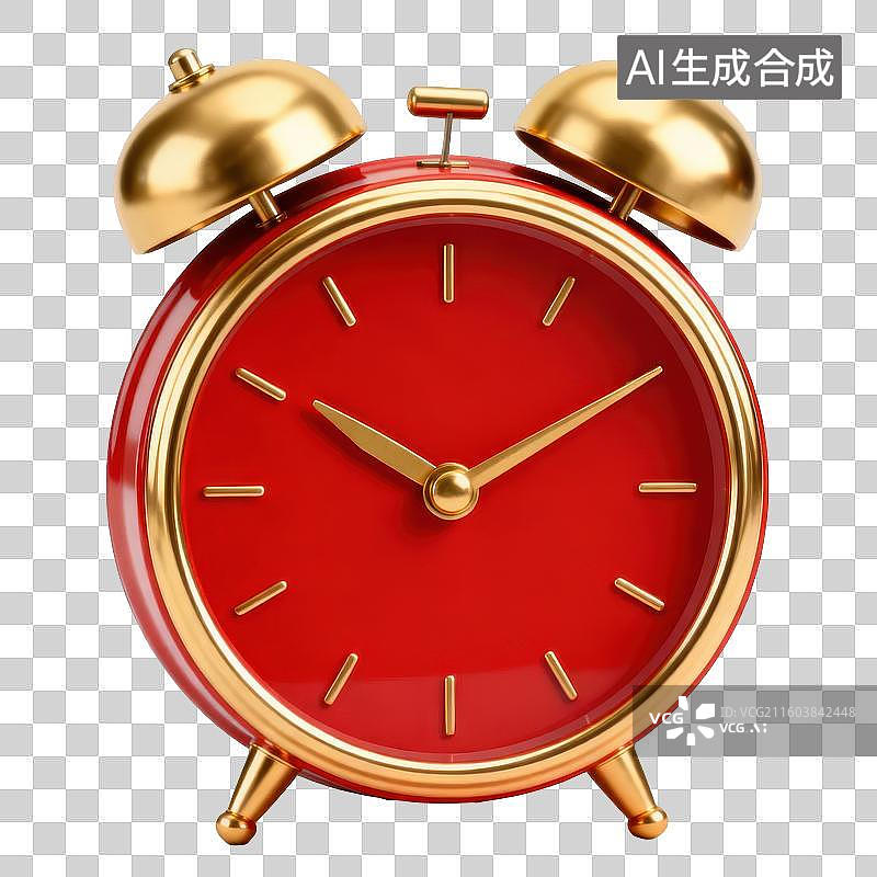 【AI数字艺术】红色复古闹钟图片素材