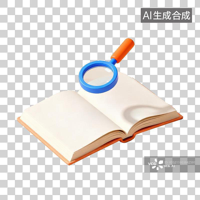 【AI数字艺术】放大镜与打开的书本图片素材