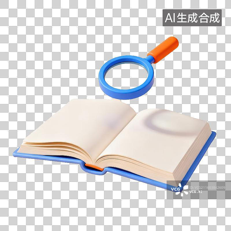 【AI数字艺术】放大镜与打开的书本图片素材