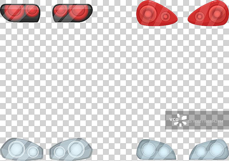 一组逼真的汽车尾灯图片素材
