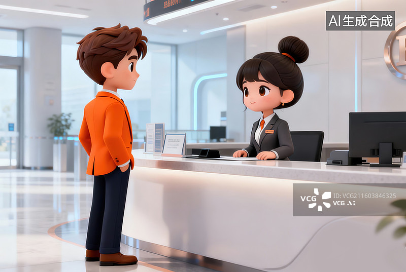 【AI数字艺术】前台接待与客户咨询互动图片素材