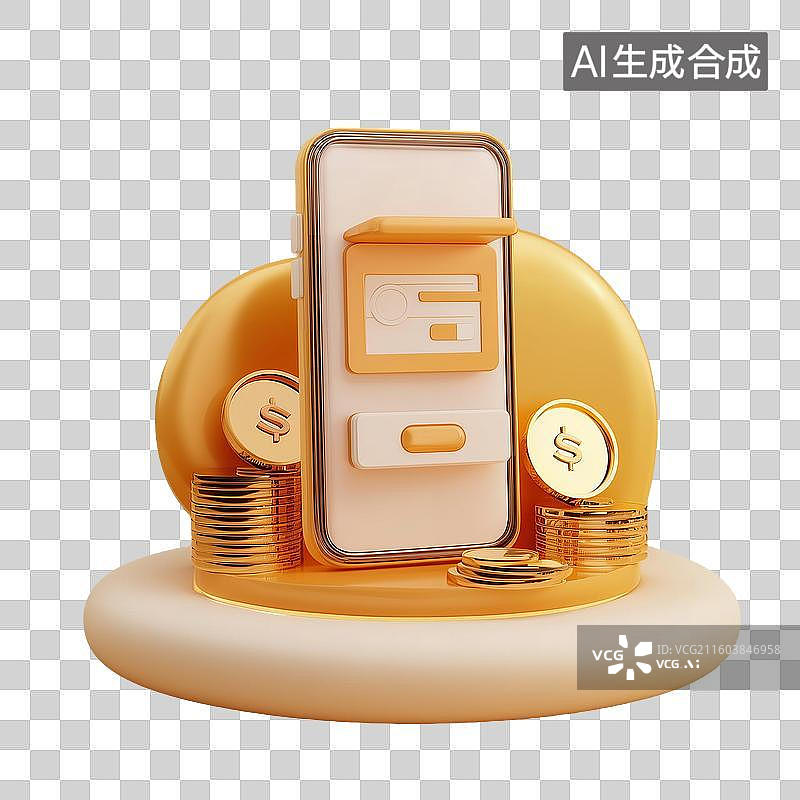 【AI数字艺术】支付界面手机3D图标图片素材