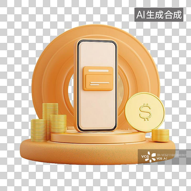 【AI数字艺术】支付界面手机3D图标图片素材