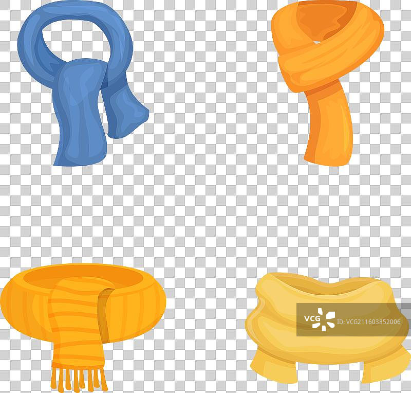 一套色彩鲜艳的冬季围巾，孤立在白色背景上图片素材