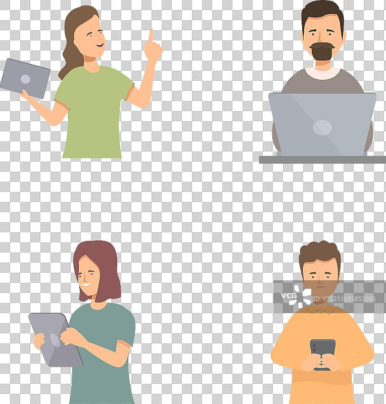 一群不同背景的人在使用科技产品图片素材
