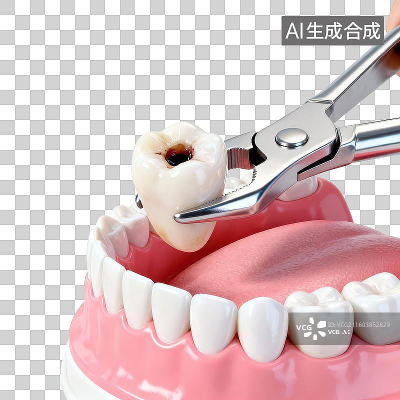 【AI数字艺术】牙科模型拔牙演示图片素材