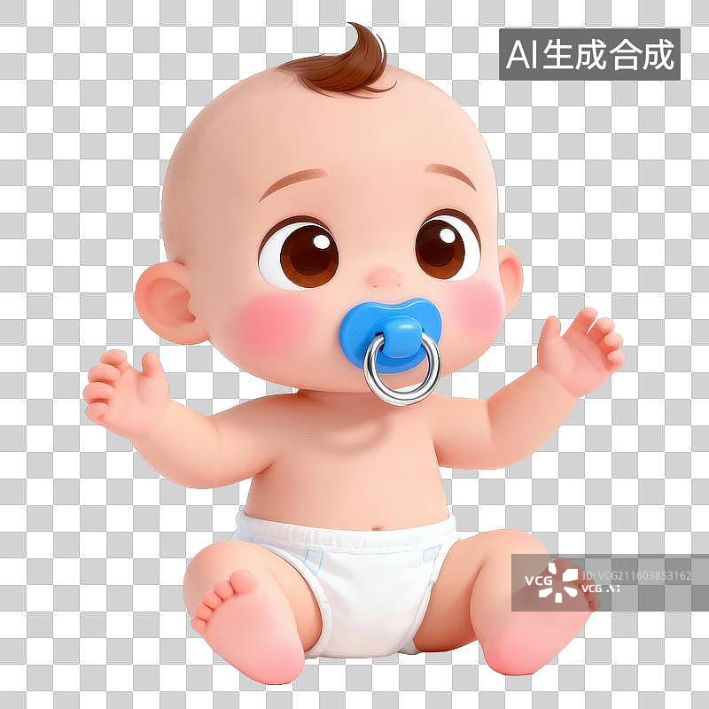 【AI数字艺术】卡通婴儿坐姿形象图片素材