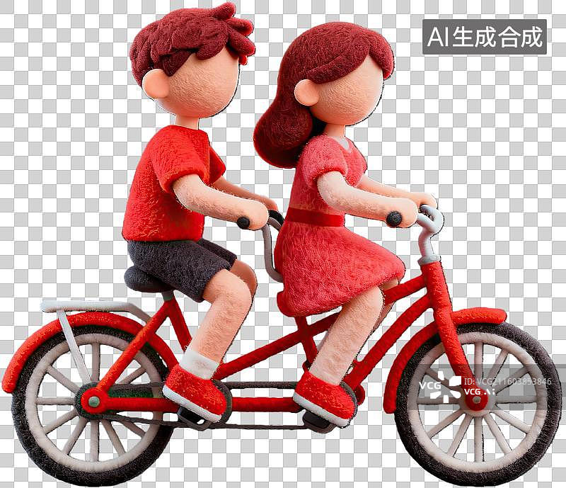 【AI数字艺术】毛绒玩偶骑双人自行车图片素材