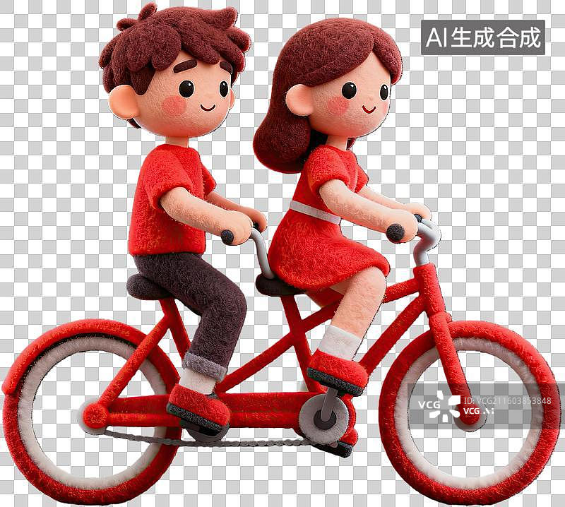 【AI数字艺术】玩偶骑双人自行车欢乐场景图片素材