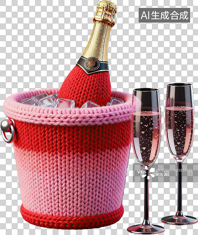 【AI数字艺术】香槟冰桶与两杯气泡酒图片素材
