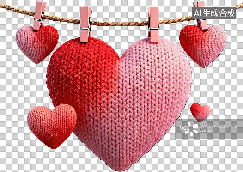 【AI数字艺术】针织爱心挂绳装饰图片素材