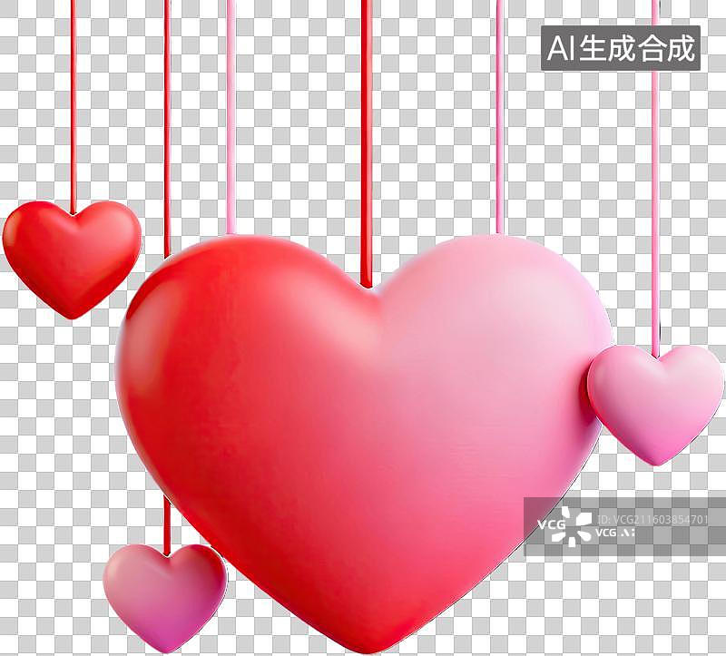 【AI数字艺术】悬挂爱心浪漫装饰图片素材