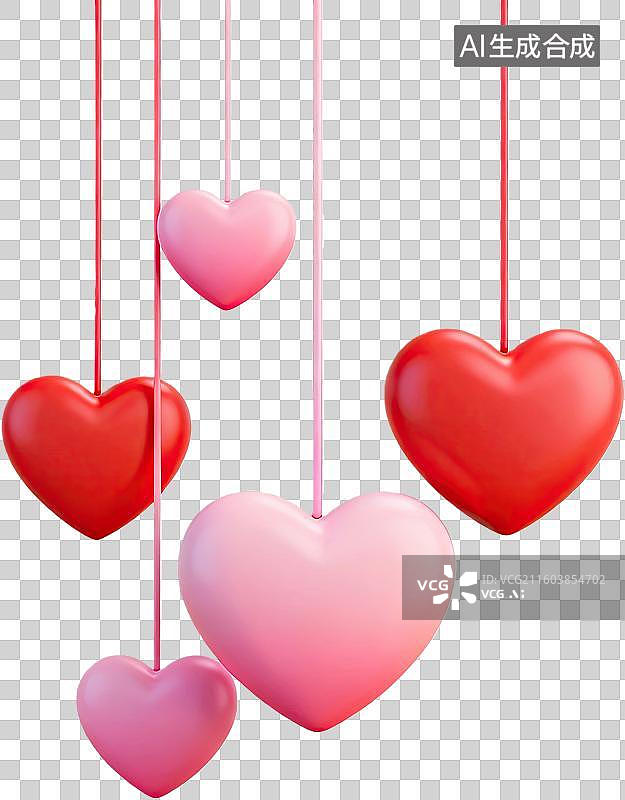 【AI数字艺术】悬挂爱心装饰浪漫温馨图片素材
