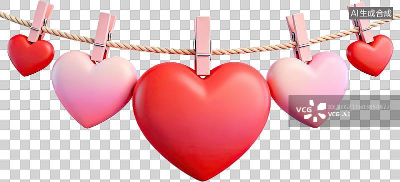 【AI数字艺术】心形挂绳创意装饰图片素材