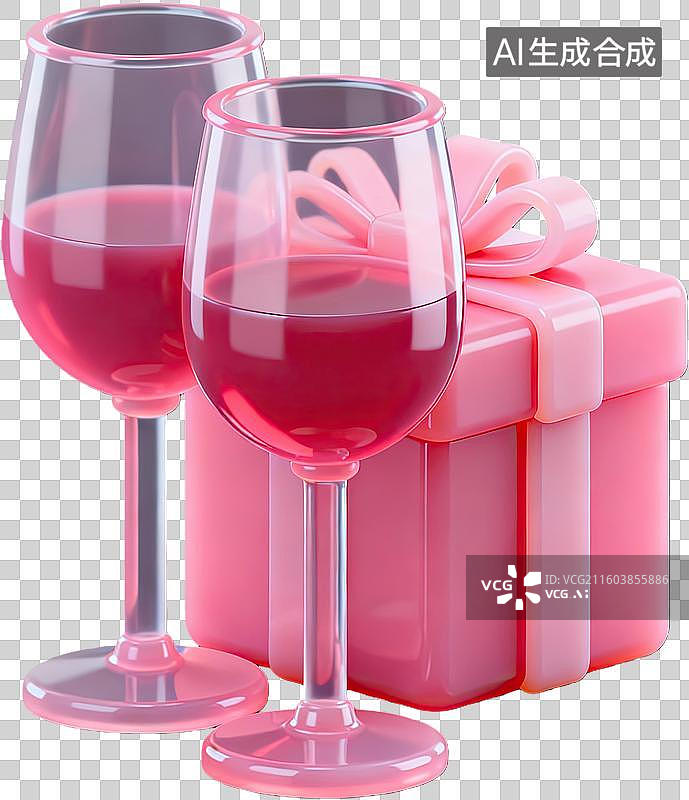 【AI数字艺术】粉色酒杯礼盒静物图图片素材