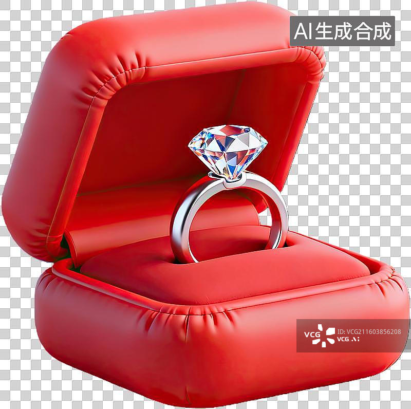 【AI数字艺术】红色盒中闪耀钻石戒指图片素材