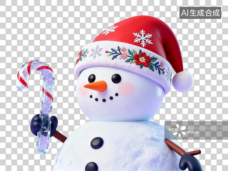 【AI数字艺术】冰雪节主题 3D 卡通雪人免抠素材图片素材