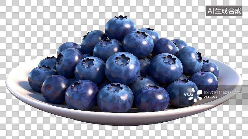 【AI数字艺术】新鲜蓝莓果盘特写图片素材