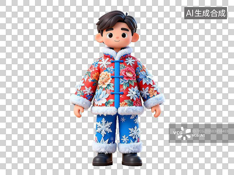 【AI数字艺术】冰雪节主题 3D 卡通男孩人物免抠素材图片素材