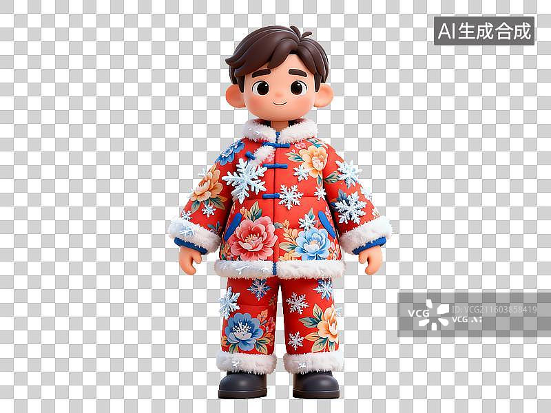 【AI数字艺术】冰雪节主题 3D 卡通男孩人物免抠素材图片素材