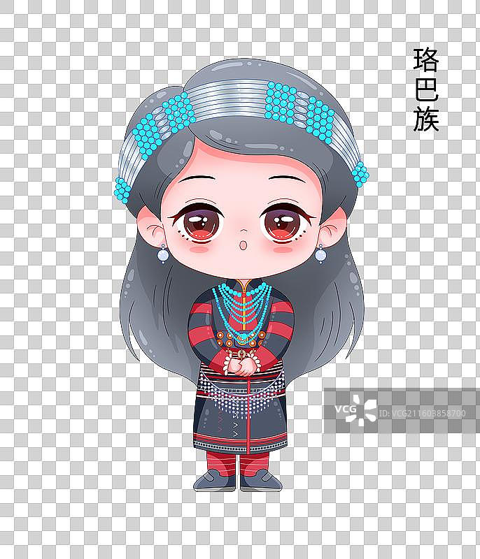 国潮卡通五十六个民族珞巴族免抠素材图片素材