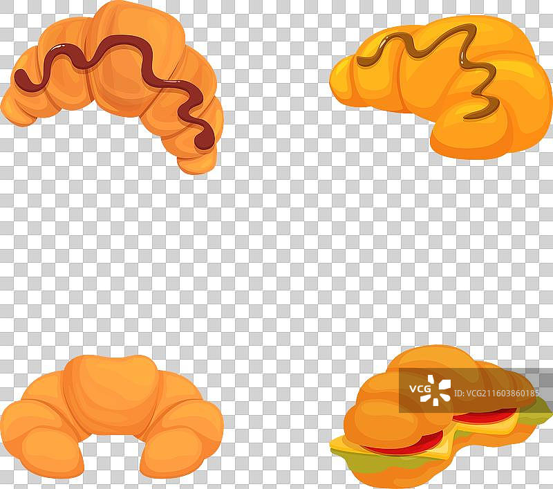 四个羊角面包的集合图片素材