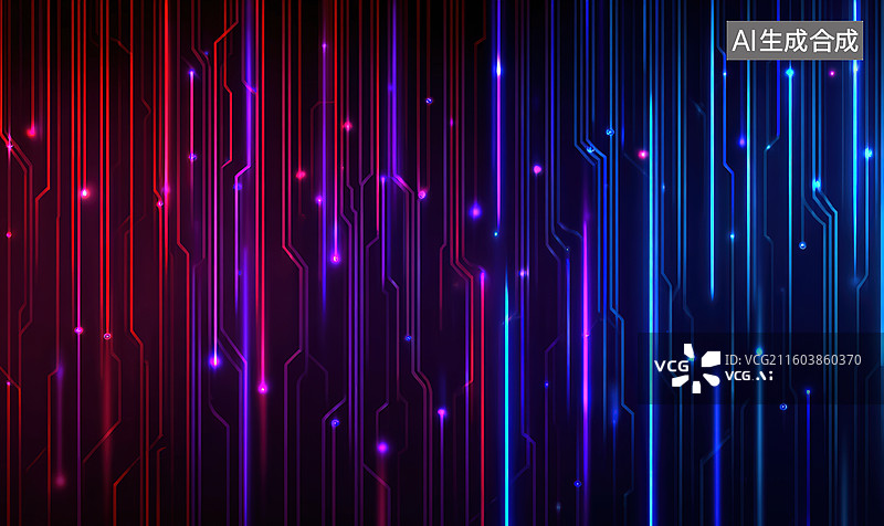 【AI数字艺术】彩色电路线条动态背景图片素材