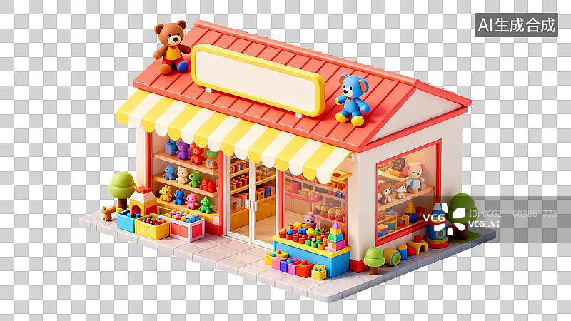 【AI数字艺术】2.5D玩具店铺外观图片素材