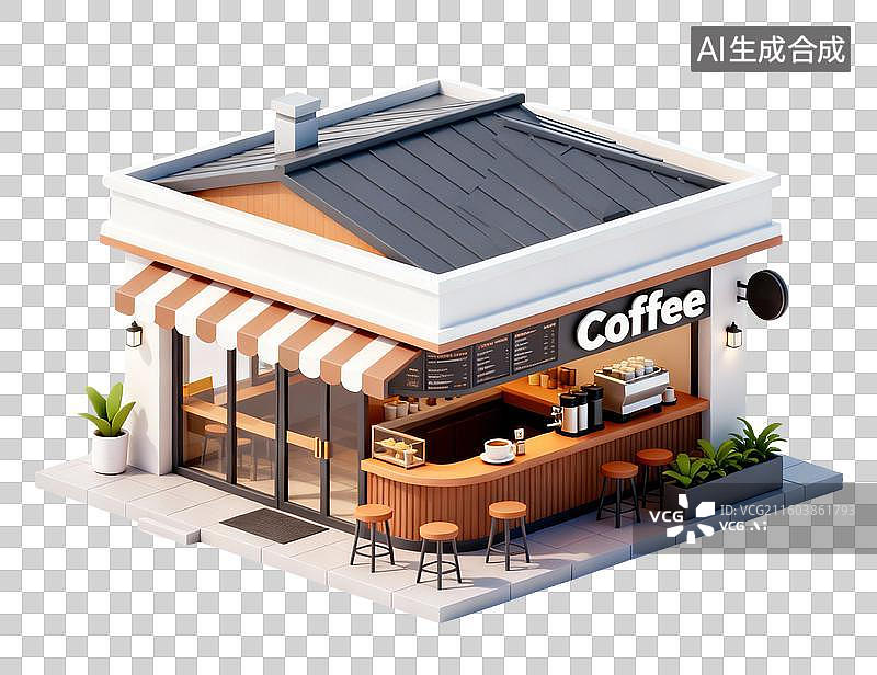 【AI数字艺术】2.5D咖啡店铺外观图片素材