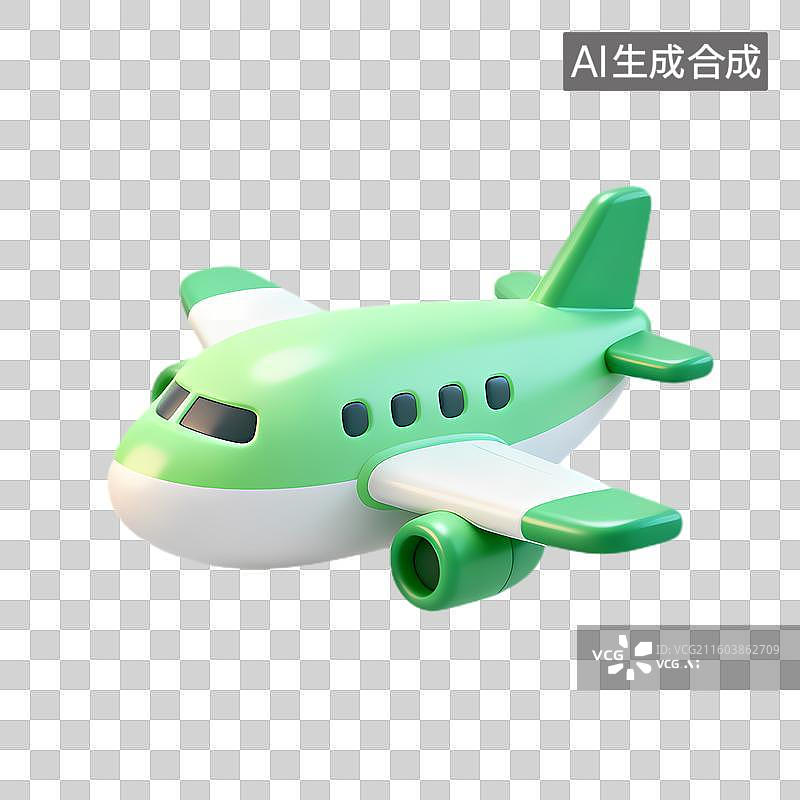 【AI数字艺术】可爱的绿色白色玩具飞机图片素材