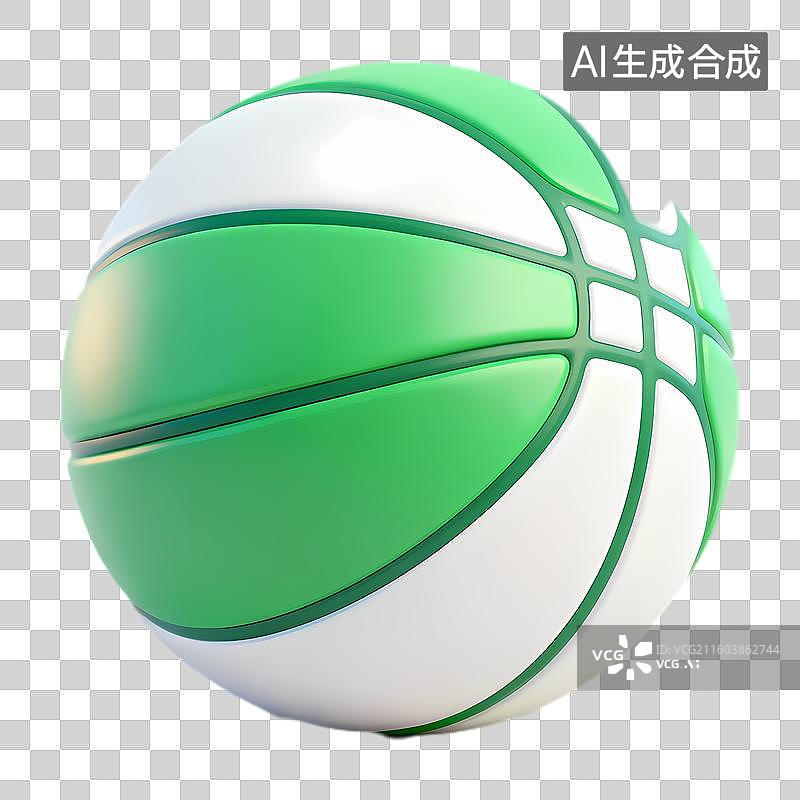 【AI数字艺术】绿白相间的运动篮球图片素材