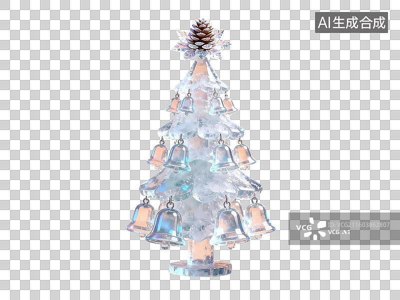 【AI数字艺术】冰雪节主题 3D 冰制圣诞树免抠素材图片素材
