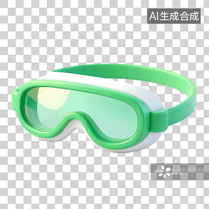 【AI数字艺术】绿色白色游泳护目镜图片素材