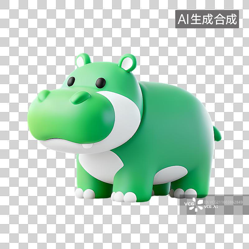 【AI数字艺术】可爱绿色卡通河马玩具图片素材