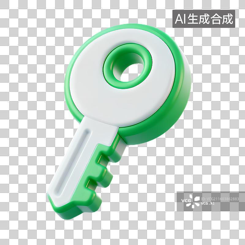 【AI数字艺术】绿色白色圆形儿童玩具钥匙图片素材