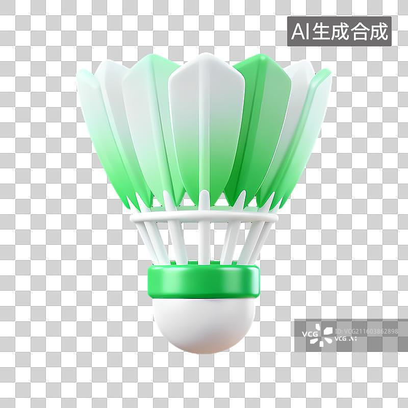 【AI数字艺术】绿色白色3D羽毛球图片素材