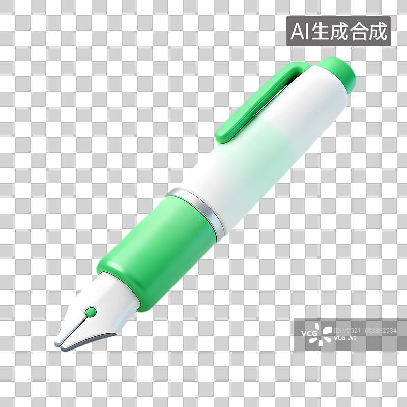 【AI数字艺术】一支绿白配色的流线型钢笔图片素材