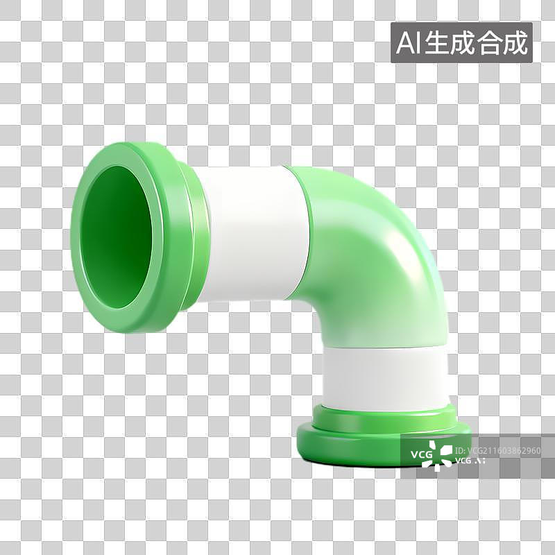【AI数字艺术】绿色白色塑料弯管部件图片素材