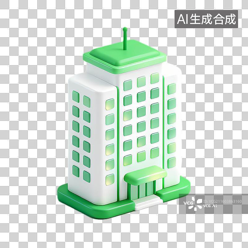 【AI数字艺术】绿色白色现代风格建筑图片素材
