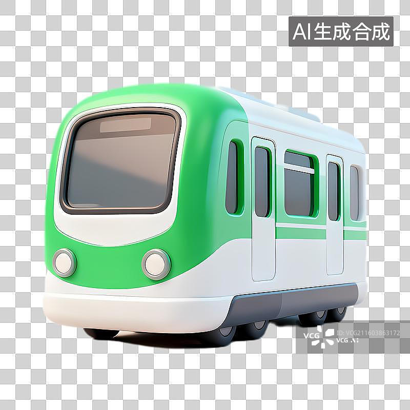 【AI数字艺术】绿色白色卡通风格火车模型图片素材