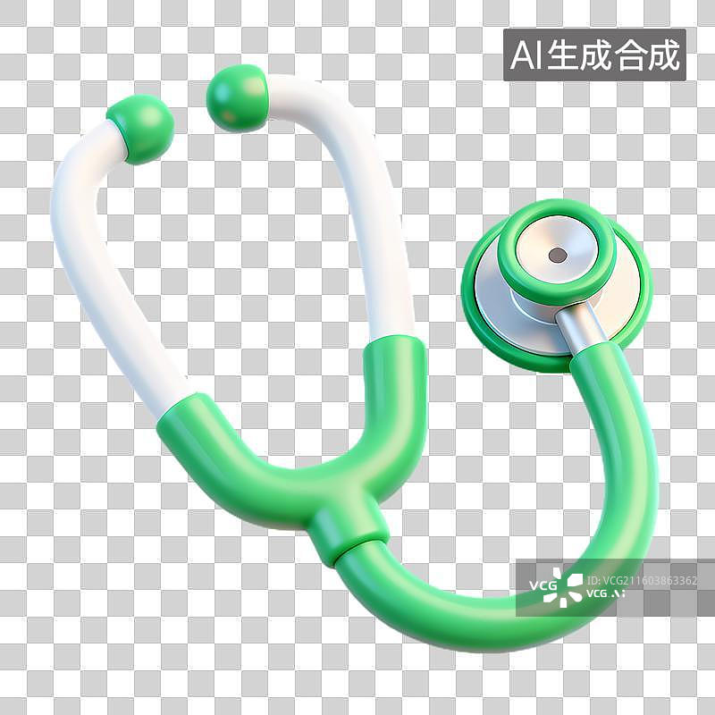 【AI数字艺术】绿色白色医用听诊器图片素材