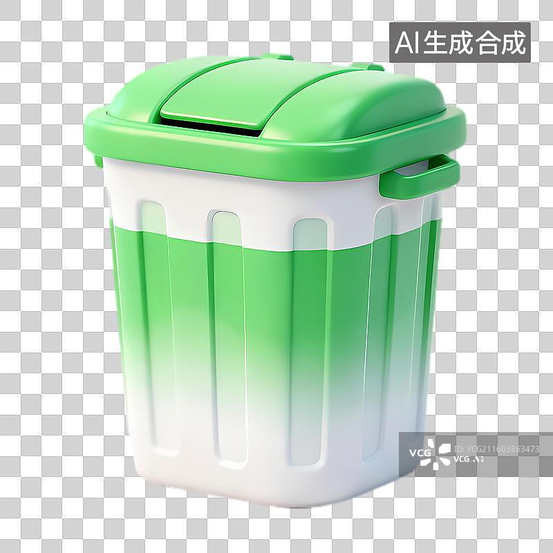 【AI数字艺术】绿白相间塑料垃圾桶图片素材