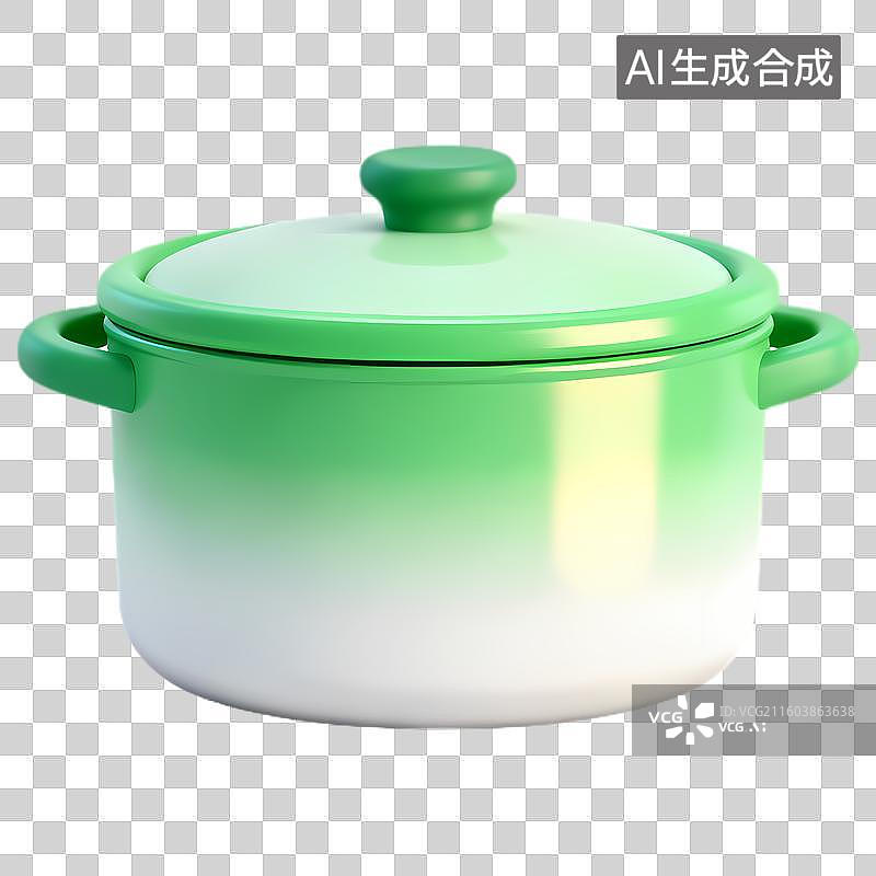 【AI数字艺术】渐变绿色带盖烹饪锅图片素材