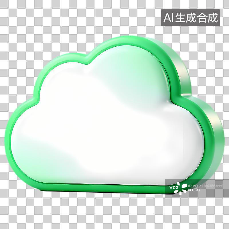 【AI数字艺术】绿色轮廓3D云朵造型图片素材
