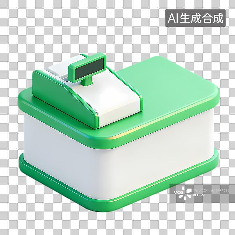 【AI数字艺术】绿色白色现代收银机图片素材