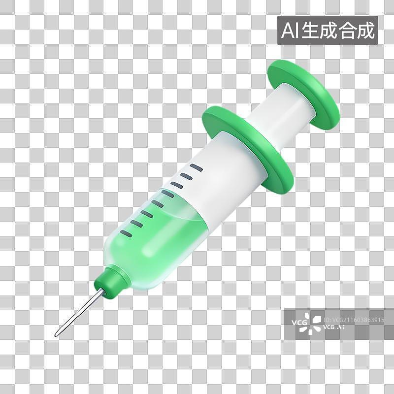 【AI数字艺术】绿色医疗注射器及液体图片素材