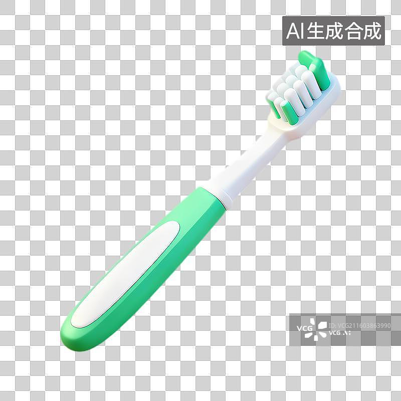 【AI数字艺术】绿色白色牙刷用于口腔清洁图片素材