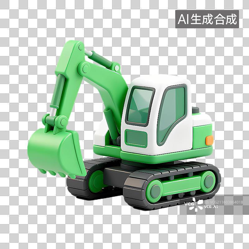 【AI数字艺术】绿色白色儿童挖掘机玩具图片素材