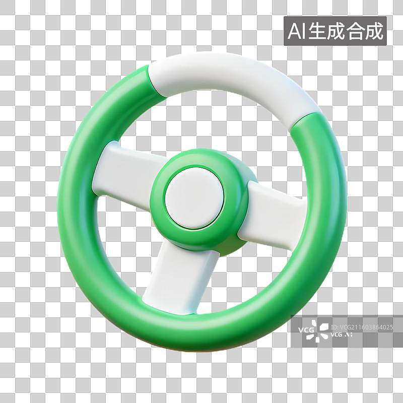 【AI数字艺术】绿色白色3D渲染方向盘图片素材