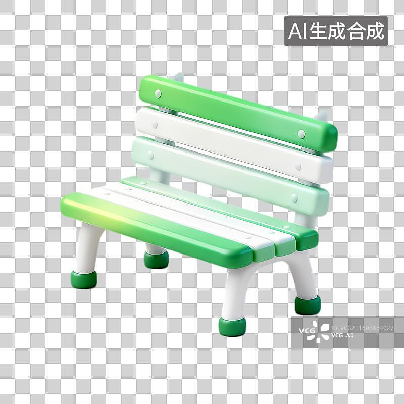 【AI数字艺术】户外绿色白色休闲长椅图片素材